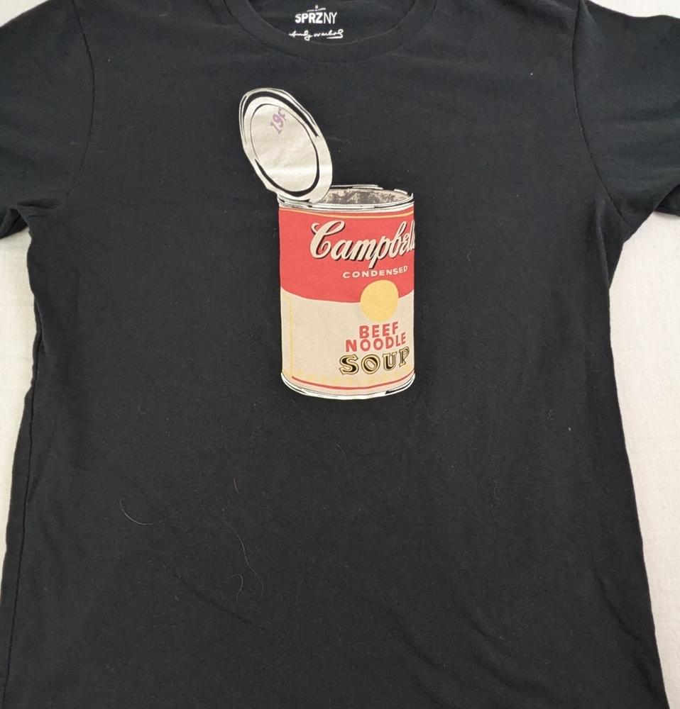 Andy Warhol SPRZNY Iconic Campbell's Beef Noodle Soup Black T-Shirt Small